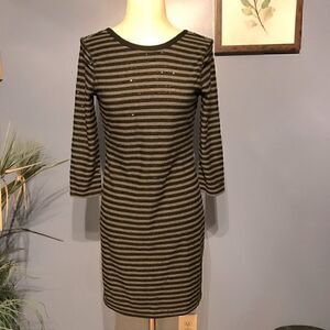 Express Gray Black Striped Sequin Dress - Small